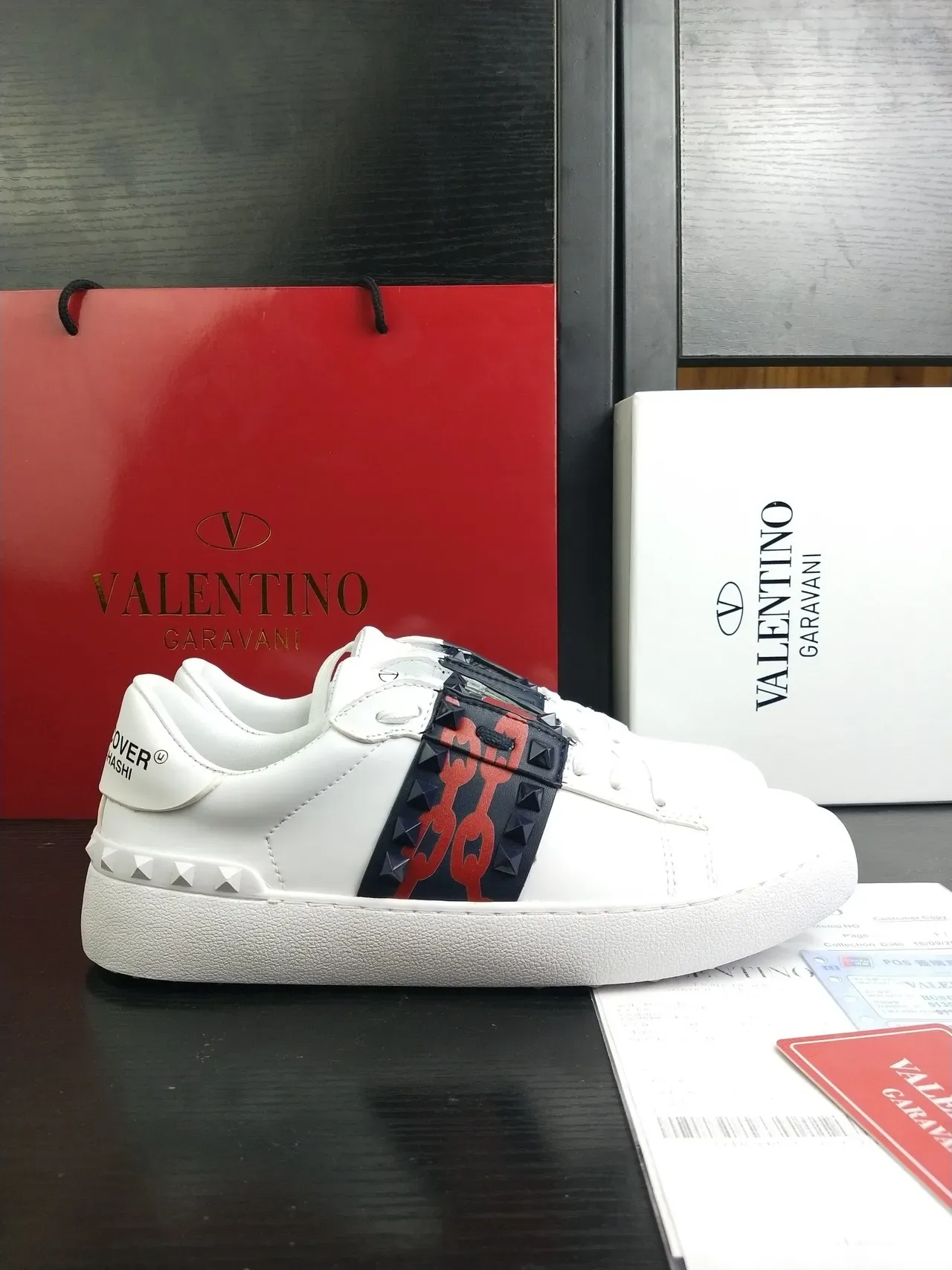 Valentino Rockstud Chaussures Lifestyle en Cuir Blanc avec Sangle studded 5