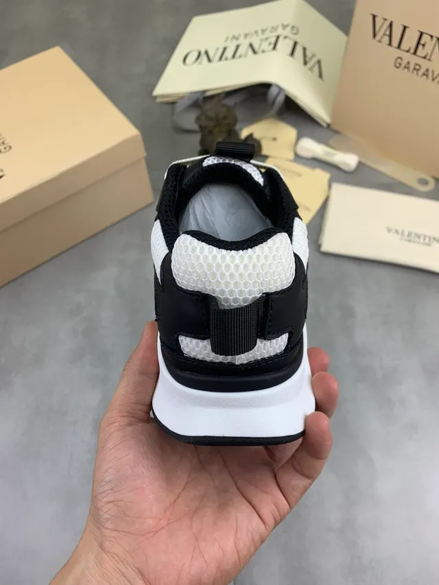 Valentino Runner Black White Mesh Chunky Sneakers 3