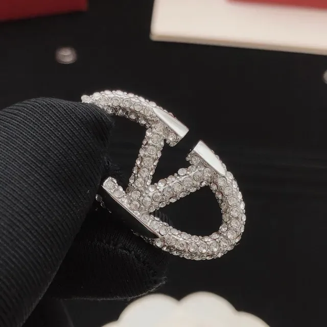 Valentino V-Motif Pavé-Crystal Double-Loop Stud Earrings 5