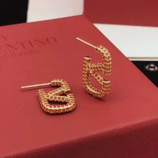 Valentino VLogo Pavé Cristal Naranja Oro en tono Pendientes Stud