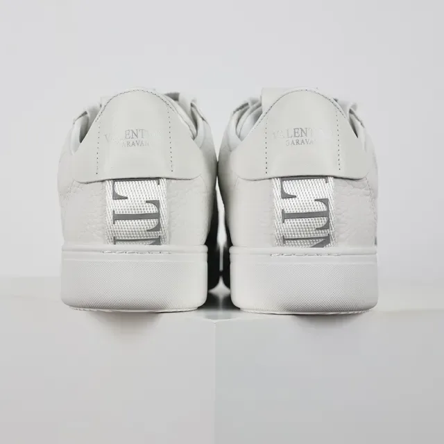 Valentino VLTN Sneakers Blanc Gris Low-Top Cuir Granulé Lifestyle 8