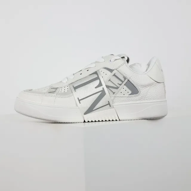 Valentino VLTN Sneakers Blanc Gris Low-Top Cuir Granulé Lifestyle 9