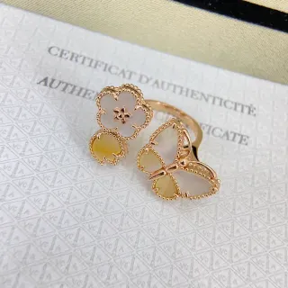 Van Cleef & Arpels Alhambra and Butterfly Mother-of-Pearl Rings