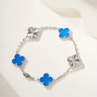 Van Cleef & Arpels আলহামব্রা পাঁচ মোটিফ নীল ইনামেল এবং রুপালী ব্রেসলেট