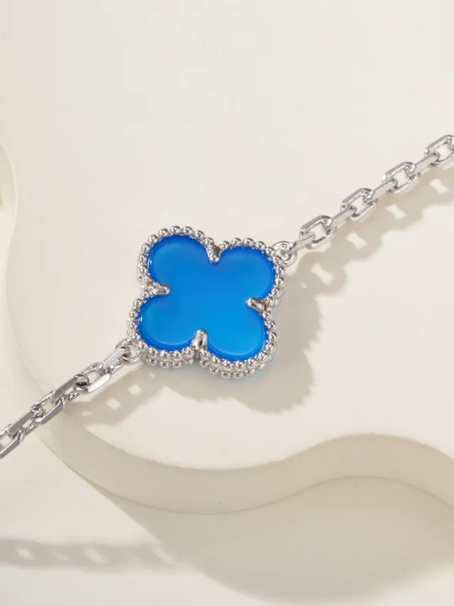 Van Cleef & Arpels ألعجمبرا خمسة أنماط مينا أزرق وفضي سوار 5
