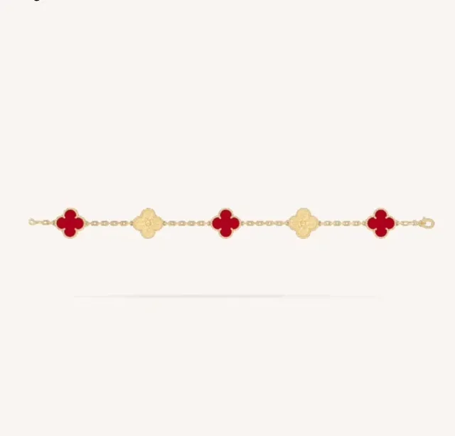 Van Cleef & Arpels Vintage Alhambra Five Motif vermelho e dourado pulseira 6