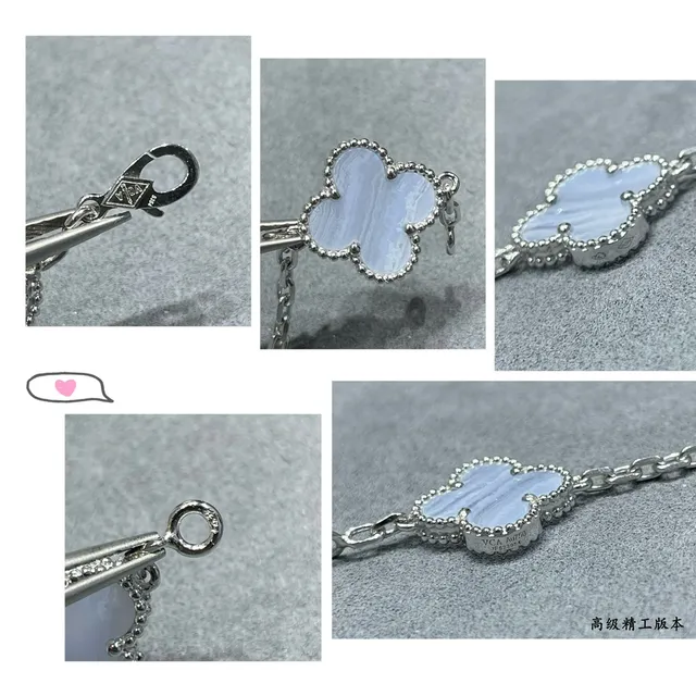 Van Cleef & Arpels Alhambra Five-Leaf Clover Light Blue Stone Bracelet 2
