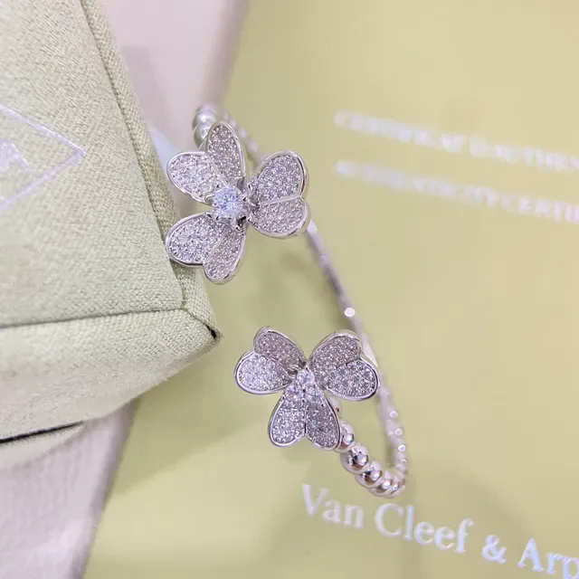 Van Cleef & Arpels Alhambra Flower Pavé-Set Open Rings 3