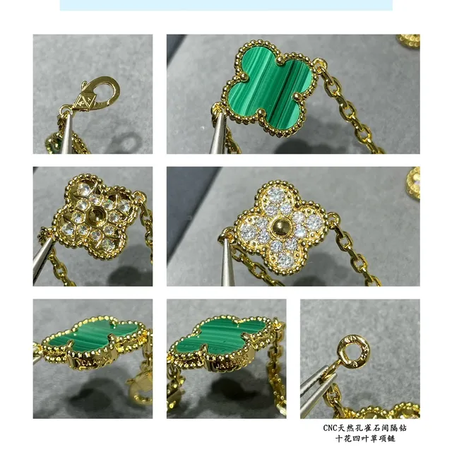 Van Cleef & Arpels Alhambra Malachita diamantes pavé trevo de quatro folhas colar 2