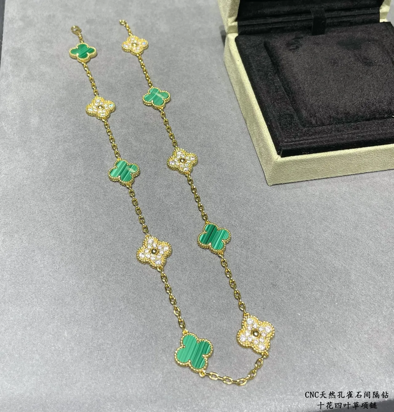 Van Cleef & Arpels Alhambra Malachita diamantes pavé trevo de quatro folhas colar 5