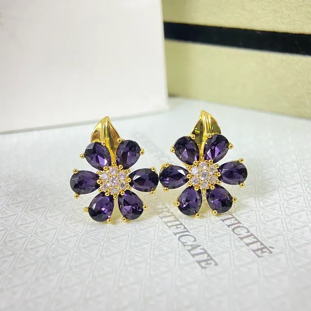 Van Cleef & Arpels Flower-Shaped Gemstone and Diamond Stud Earrings 7