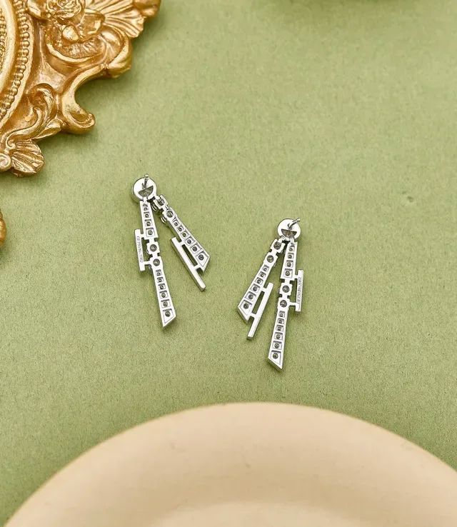 Van Cleef & Arpels Geometric Pavé Diamond Multi-Tier Earrings 2