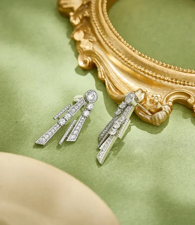 Van Cleef & Arpels Geometric Pavé Diamond Multi-Tier Earrings 3