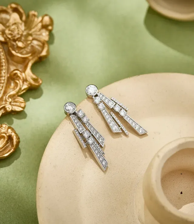 Van Cleef & Arpels Geometric Pavé Diamond Multi-Tier Earrings 5