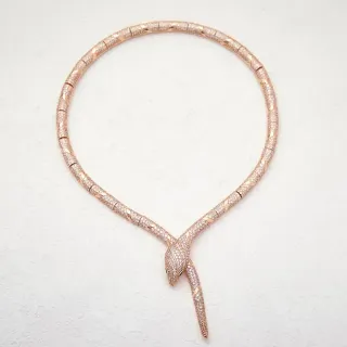 Van Cleef & Arpels Serpent Bohème Pavé Rose Gold Snake Necklace