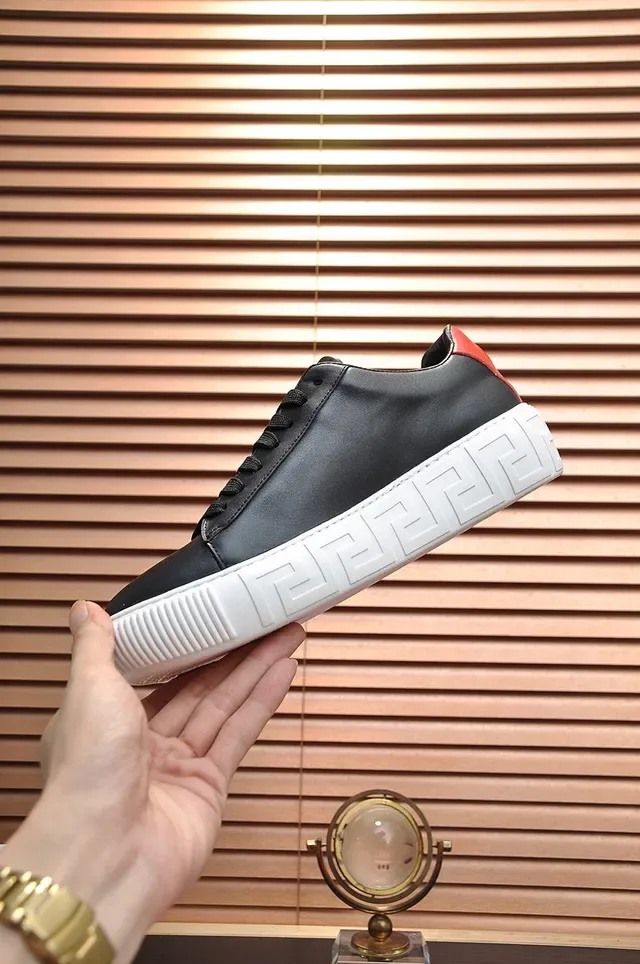 Versace Black Red Leather Upper Medusa Head Appliqué Lifestyle Sneakers 7