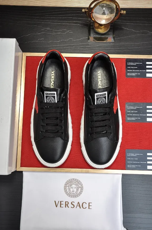 Versace Black Red Leather Upper Medusa Head Appliqué Lifestyle Sneakers 9
