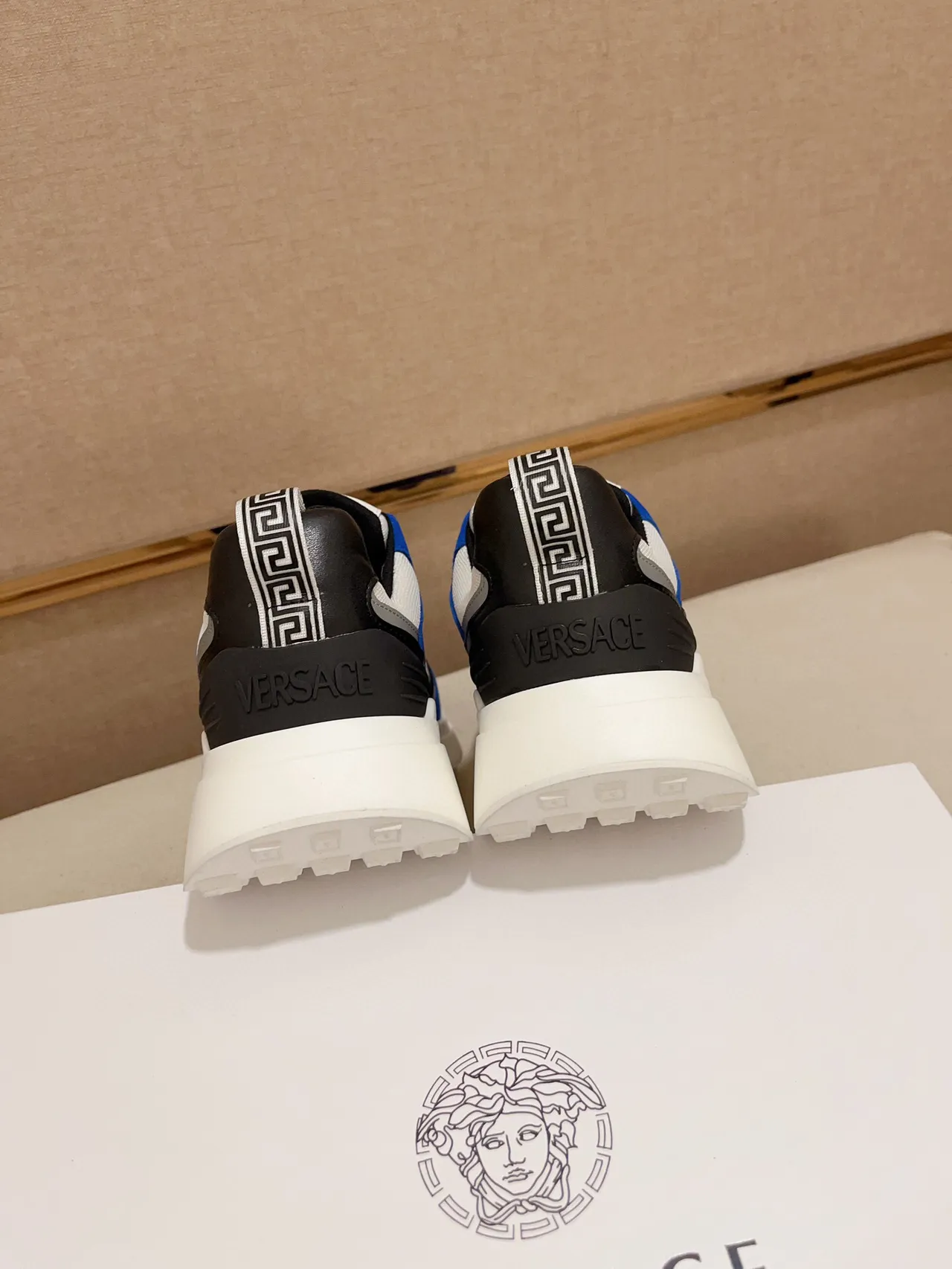 Versace Black White Mixed-Material Upper Platform Sole Chunky Sneakers 2