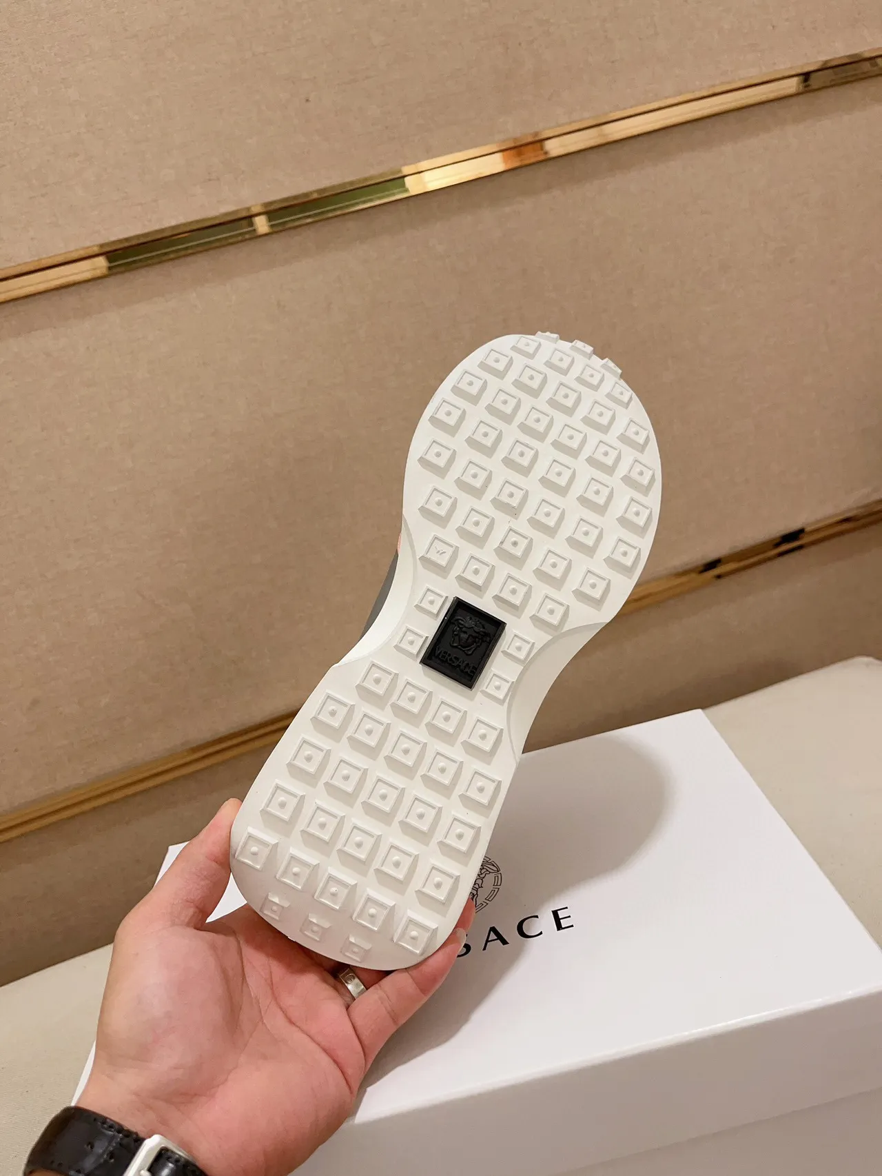 Versace Black White Mixed-Material Upper Platform Sole Chunky Sneakers 3
