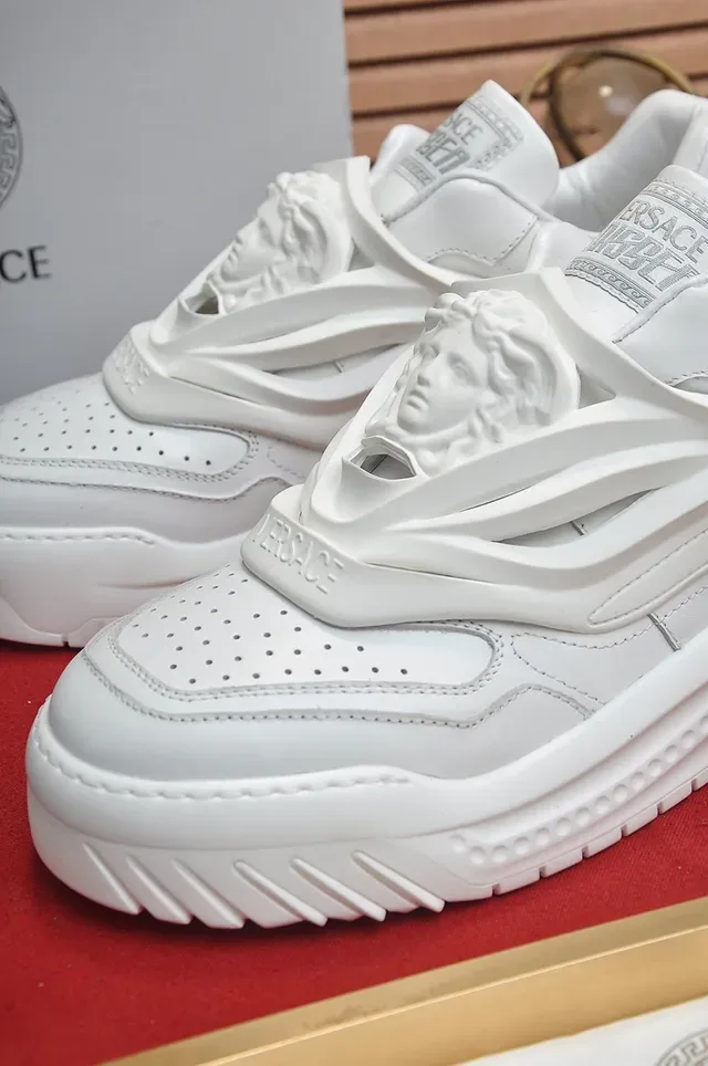 Versace Chain Reaction All-White Sculpted Platform Chunky Sneakers 2