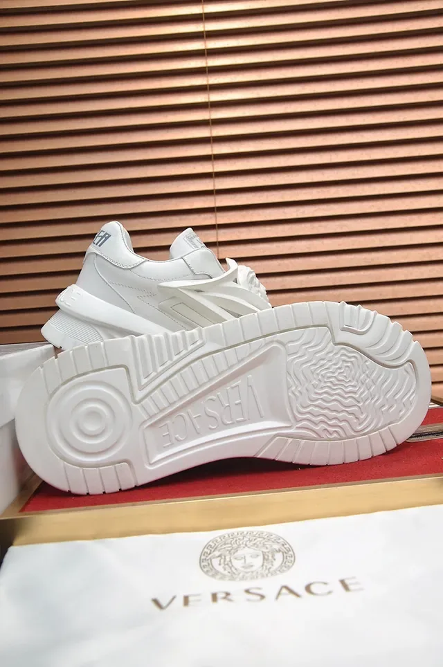 Versace Chain Reaction All-White Sculpted Platform Chunky Sneakers 4