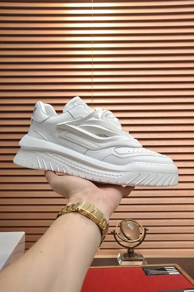 Versace Chain Reaction All-White Sculpted Platform Chunky Sneakers 7