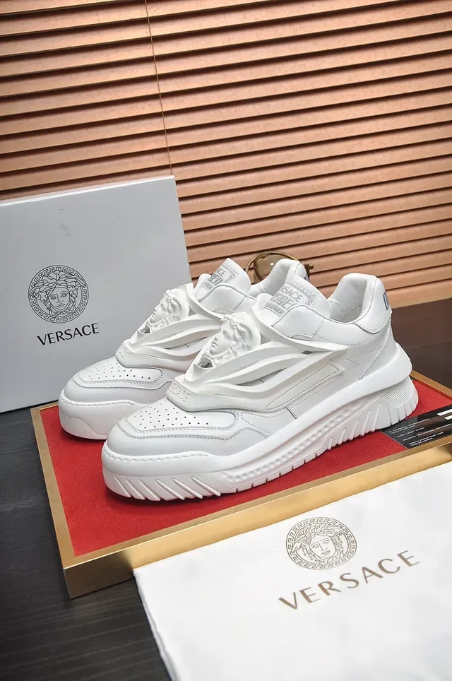 Versace Chain Reaction All-White Sculpted Platform Chunky Sneakers 8