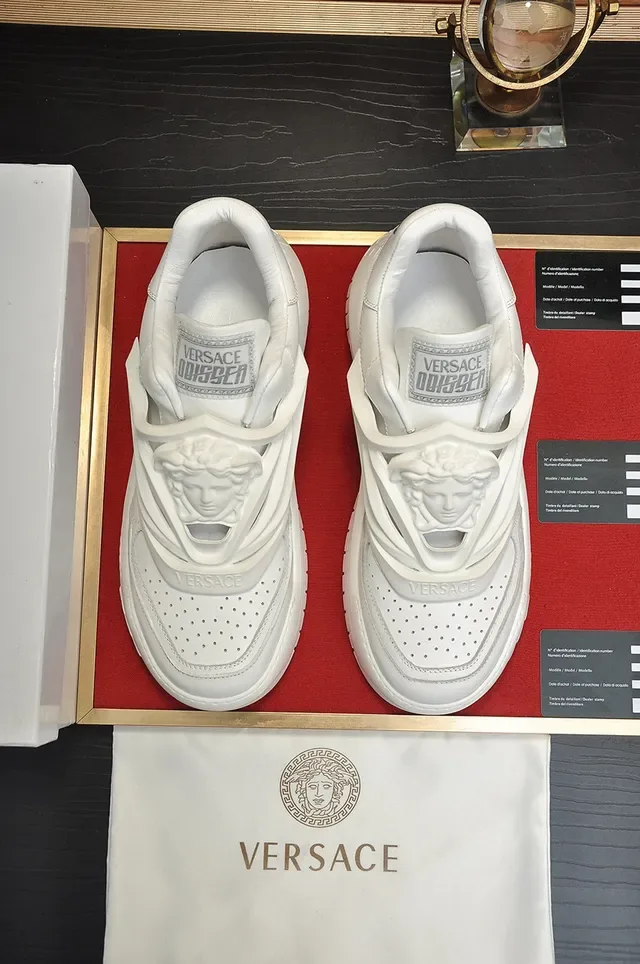 Versace Chain Reaction All-White Sculpted Platform Chunky Sneakers 9