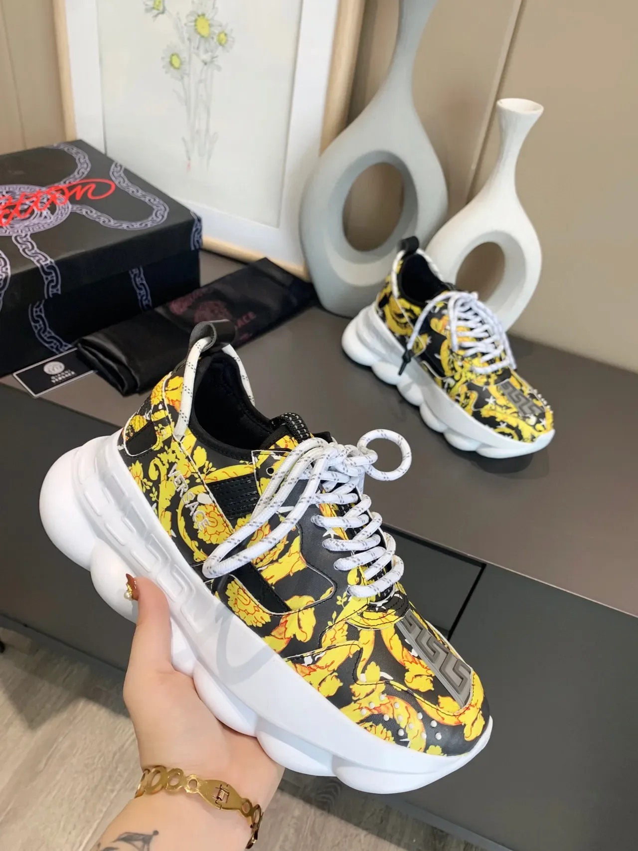 Versace Chain Reaction Baroque Print Chunky Sneakers 9