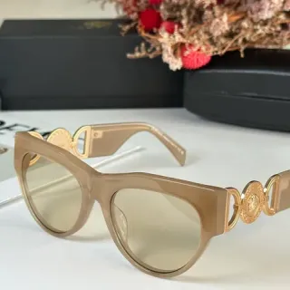 Versace Chain Reaction Beige Acetate Medusa Hardware Sunglasses