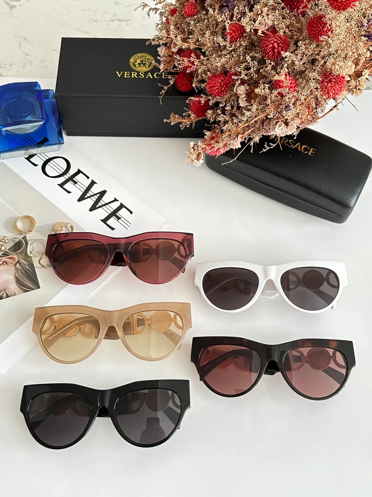 Versace Chain Reaction Beige Acetate Medusa Hardware সানগ্লাস 4