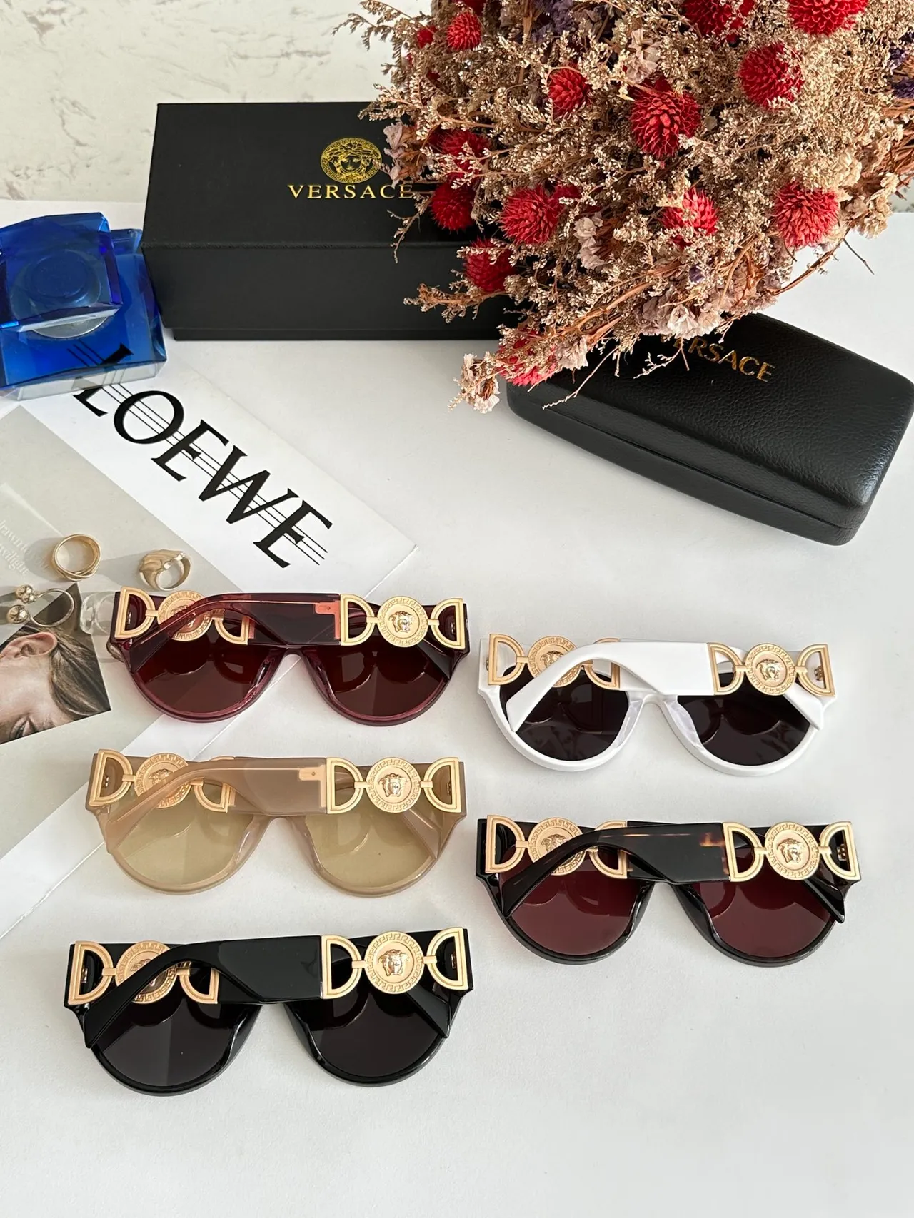 Versace Chain Reaction Beige Acetate Medusa Hardware সানগ্লাস 5