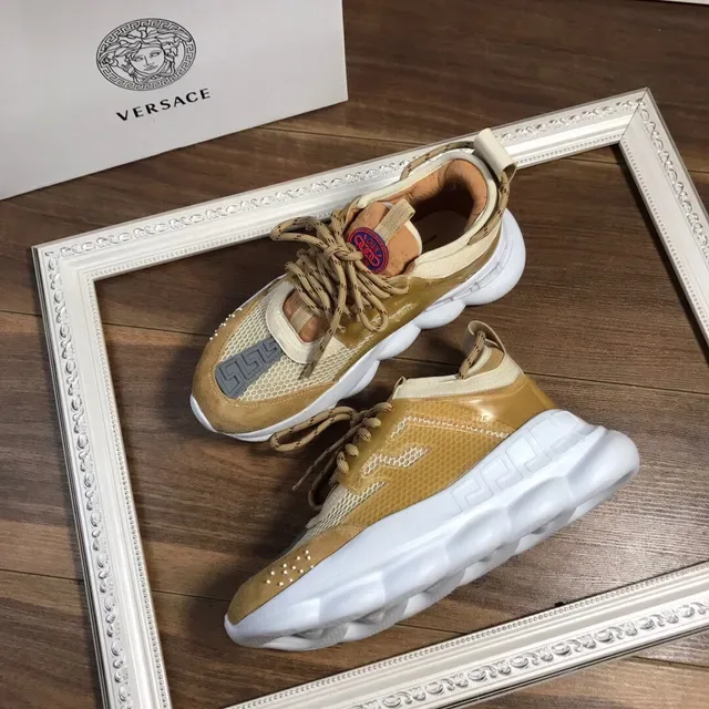 Versace Chain Reaction Beige White Semelle Sculptée Ante-Mesh Mélangée Sneakers Chunky 6