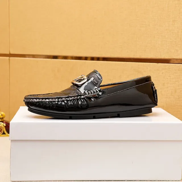 Versace Chain Reaction Brown Croc-Embossed Patent Loafers 7