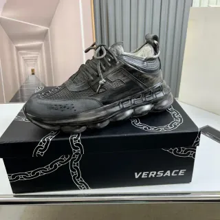 Versace Chain Reaction Distressed Chaussures Chunky Noires
