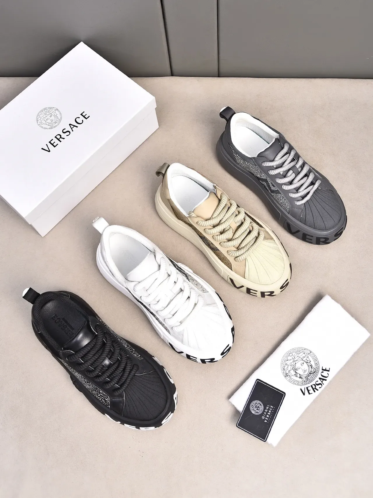 Versace Chain Reaction Rhinestone-Embellished Black Lifestyle Sneakers 2