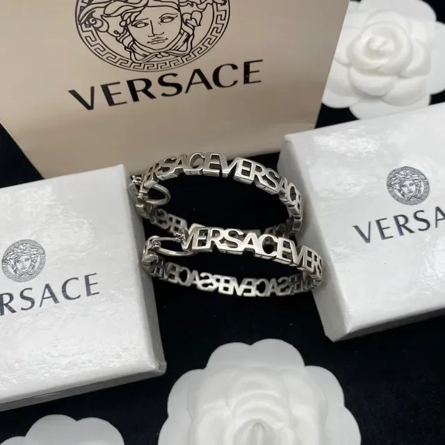 Versace Chain Reaction Silver-Tone Lettering Bracelet 3