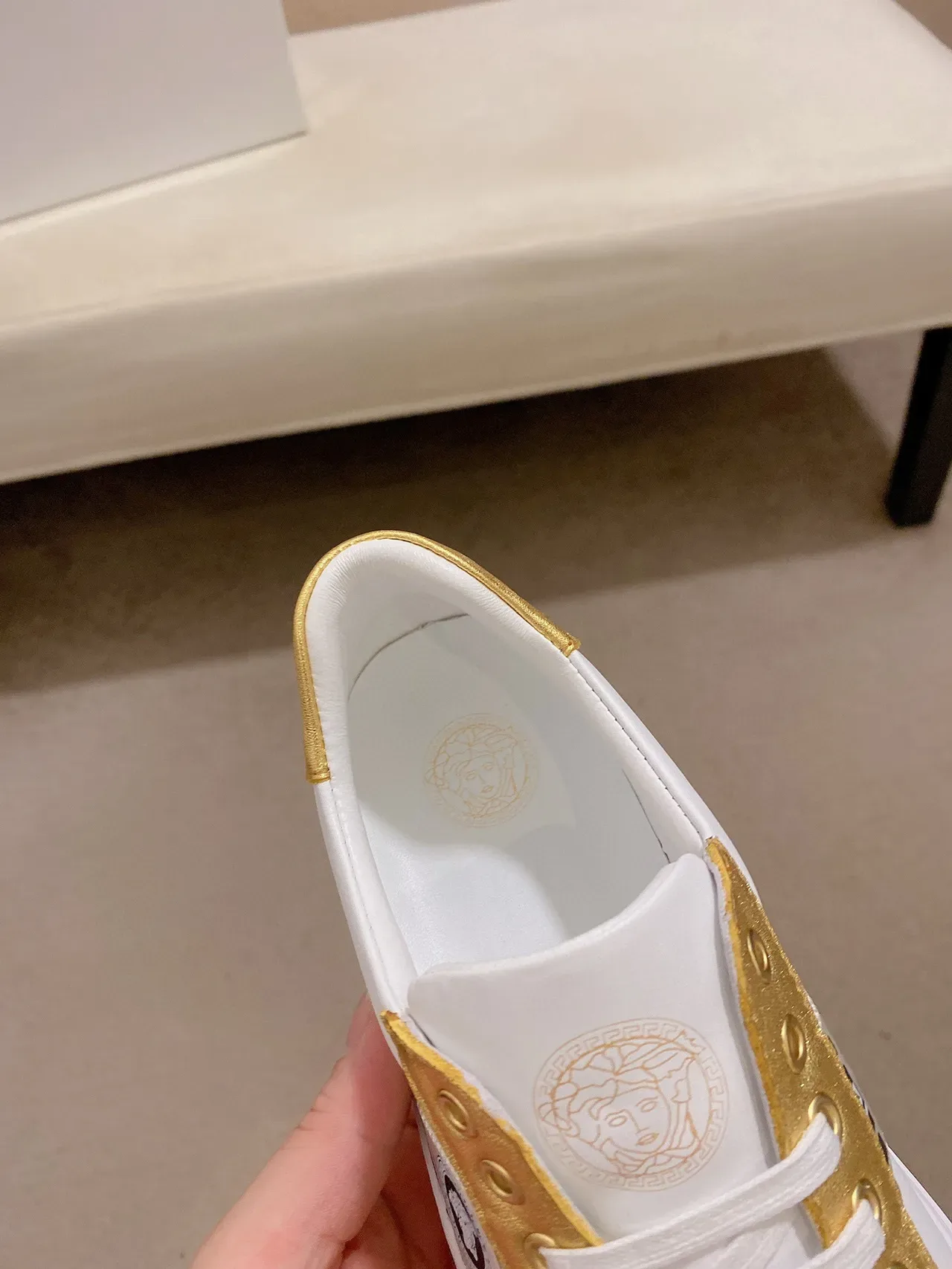Versace Chain Reaction White and Gold Lifestyle Sneakers 4
