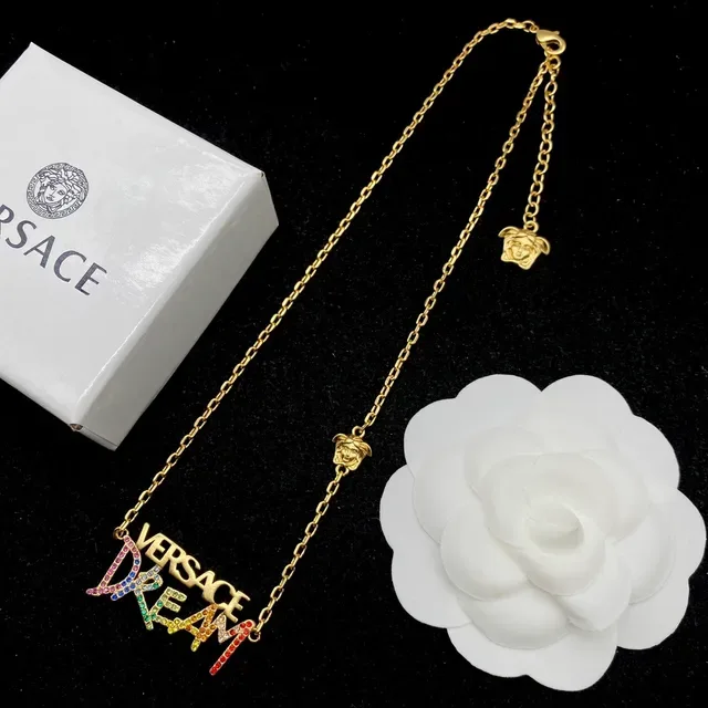 Versace Dream Gold Collier Chaîne Multicolore Cristal-Embelli Lettre 8