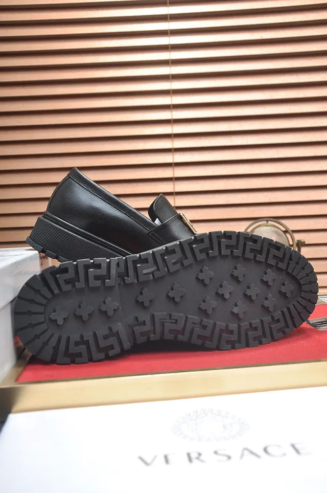 Versace Greca Odissea Black Leather Loafers 7