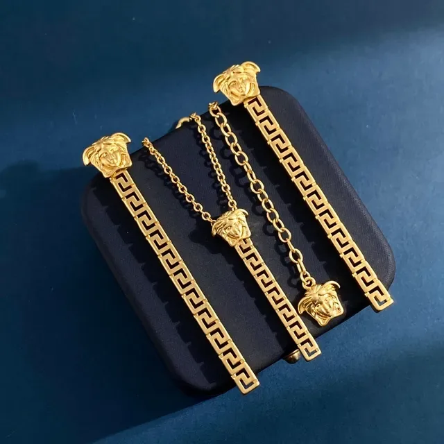Versace Medusa Bar Greca Pendant Necklace 6