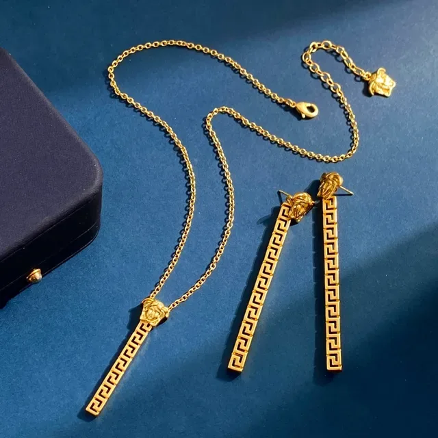 Versace Medusa Bar Greca Pendant Necklace 7