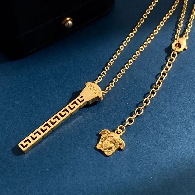 Versace Medusa Bar Greca Pendant Necklace 9