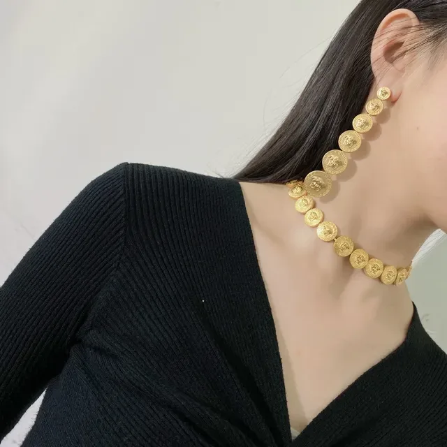 Versace Medusa Greca Boucles d'oreilles Style Pièce Doré 3