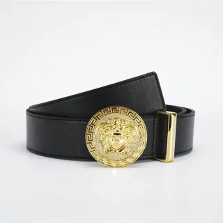 Versace Medusa Greca Odissea काले चमड़े की बेल्ट