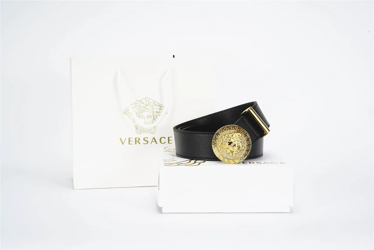 Versace Medusa Greca Odissea Black Leather Belt 2