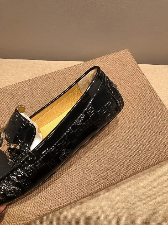 Versace Medusa Mocassins Noir Or Broderies 7