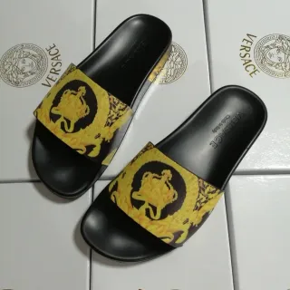 Versace Medusa Slide काले और पीले चप्पल