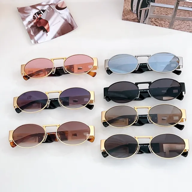 Versace Odissea Lunettes de soleil avec monture métallique et lentille ovale dorée marron 3