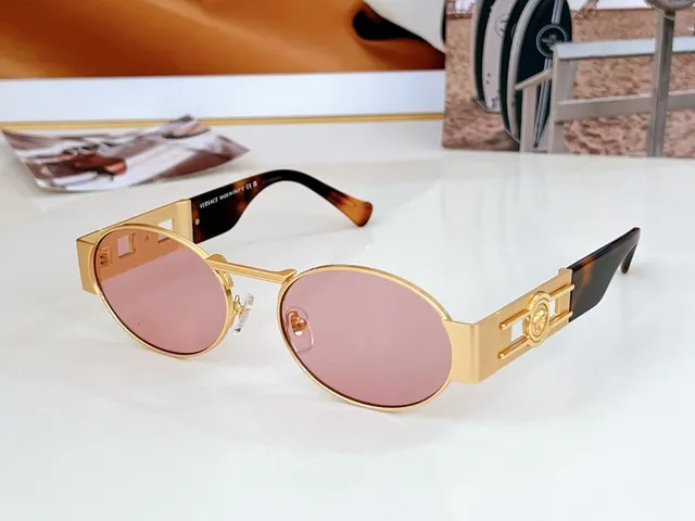 Versace Odissea Lunettes de soleil avec monture métallique et lentille ovale dorée marron 4